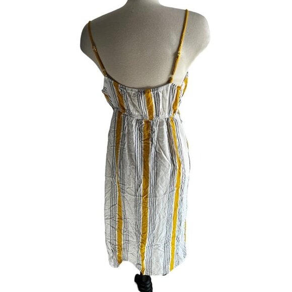 Blush Striped Crinkle Sleeveless Midi Dress Sz XL Womens Button Down - Picture 2 of 9